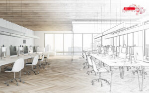 sketching of a office interior